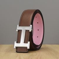 ราคา คลังสินค้าพร้อม เข็มขัดคุณภาพสูงหนังแท้สีทึบผู้ชายแฟชั่นของแท้หัวเข็มขัดรูปตัวอักษร H โลหะเงินแบรนด์หรู (18917081807)