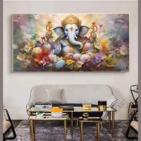 ราคา ศาสนาฮินดูพระพิฆเนศผ้าใบวาดภาพพระเจ้าช้างรูปภาพตกแต่งผนัง ไร้กรอบ (20910892945)