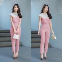 ราคา ส่งไว M9658 Set 2 ชิ้น เสื้อทูโทนแขนกุดแต่งคลุมไหล่ ผ้าซาร่า กางเกงขายาว ทรงกระบอกเล็ก เอวยืดสม็อคหลัง มีกระเป๋าล้วง 2 ข้าง งานเซทผ้าซาร่า พร้อมส่ง (18087878772)