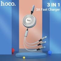 ราคา Hoco Original 3 In 1 USB 3A ที่ชาร์จเร็วสำหรับ iPhone XS X สำหรับ iPhone 12 Samsung Xiaomi Huawei Micro USB ไลท์นิ่ง สายเคเบิลโทรศัพท์มือถือ Type Cสายไฟยืดหดได้ (12776973764)