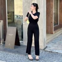 ราคา MesubShop ชุดเซ็ต 2 ชิ้น เสื้อแขนสั้น กางเกงขายาวทรงกระบอก ผ้าไหมพรมร่องยืด สาวอวบใส่ได้ รุ่น ห่านฟ้า (21397858634)