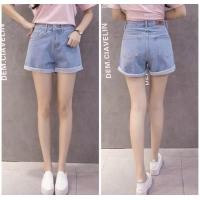 ราคา กางเกงยีนส์ขาสั้นเอวสูง ทรงพับปลายขา ผ้ายีนส์เบาสวมใส่สบาย 8036 (9756711469)