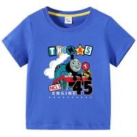 ราคา เสื้อยืดเด็กผู้ชายเสื้อยืดผ้าฝ้ายเนื้อนุ่มพิมพ์ลายเครื่องยนต์รถไฟโธมัสเสื้อยืดเสื้อยืดเปิดไหล่ (21360730348)