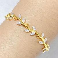 ราคา สร้อยข้อมือฝังเพชร ใบมะกอก ยาว7นิ้ว สร้อยเพชร เครื่องประดับ ทองโคลนนิ่ง 02 (21145989735)