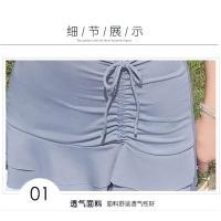 ราคา 028207 ชุดว่ายน้ำชุดเดินหาด2ชิ้น เสื้อสายเดียวเกาะอก กระโปรงซับในกางเกง เซ็กซี่ น่ารักแขน7สวน (7688154970)