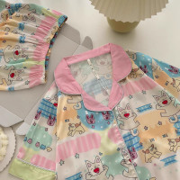 ราคา ชุดนอนสีพาสเทล เสื้อแขนสั้น กางเกงขาสั้น ลายน้องแมวสีชมพู พื้นขาว ผ้าไหมซาติน ผ้าเบา สวมสบาย ฟรีไซส์ ลูกแมว น่ารักมาก PurrPurr (21633290901)