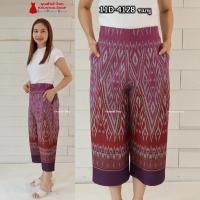 ราคา 11D 1 รุ่นขา5ส่วน กางเกงผ้าไทย ผ้าฝ้ายพิมพ์ลาย ทรงคุณนาย ทรงขาบาน เอวยืดสม็อคหลัง ฟรีไซส์ XL เอว 29 40 นิ้ว (21509412261)