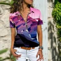 ราคา Vintage Indie Folk Women Print T Shirt Casual Short Sleeve V Neck Zipper Loose T Shirt Bohemian 2022 Summer Tops Female Pullover (17642667257)