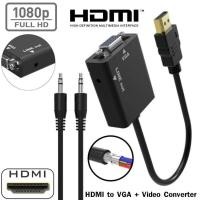 ราคา 1080P HDMI to VGA Video Converter Adapter HD Cable Audio Output HDMI2VGA with audio cable (324163937)