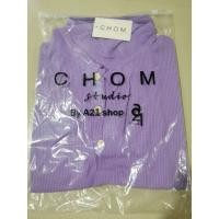 ราคา Chom เสื้อยืด Basic Tคอปก แต่งกระดุมดอกไม้ ผ้ารังผึ้ง งานป้าย (19304871407)