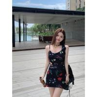 ราคา Cici 6012 6012 1 เดรสสั้น ยาว สายเดี่ยวลายดอกได้ ผ้าชีฟอง สายปรับได้มีซับใน สไตล์ฝรั่งเศษ (21543892570)