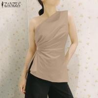 ราคา Esolo ZANZEA เสื้อเปิดอกผู้หญิงสไตล์เกาหลีเสื้อสตรีแบบจีบคาดเอวออกงานปาร์ตี้ลำลองวันหยุดเสื้อยืดผู้หญิง KRS 8 (20173624809)