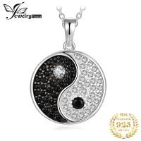 ราคา JewelryPalace Tai Chi Yin Yang 925 Sterling Silver Pendant Necklace Women Natural Black Spinel Round Gemstone Pendant No Chain (21509883137)