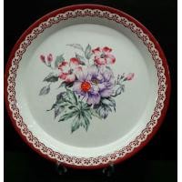 ราคา 1 ใบ ถาดกลมใส่อาหาร ทำจากเมลามีนผสมพลาสติก ขนาด 15 75 นิ้ว 40ซม ลายดอกไม้ สีแดง (420298556)