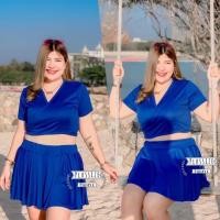 ราคา ชุดว่ายน้ำสาวอวบ งาน2ชิ้น เสื้อผูก กางเกงกระโปรง (17785010157)