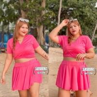 ราคา ชุดว่ายน้ำสาวอวบ งาน2ชิ้น เสื้อผูก กางเกงกระโปรง (17785010159)