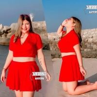 ราคา ชุดว่ายน้ำสาวอวบ งาน2ชิ้น เสื้อผูก กางเกงกระโปรง (17785010156)