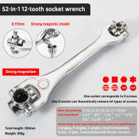 ราคา Hexagonal wrench 52 in 1 multifunctional socket wrench tool multi purpose socket 8 in 1 (21687382602)