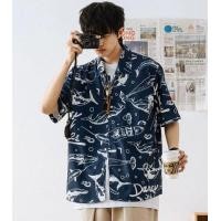 ราคา เสื้อเชิ้ตผู้ชาย เสื้อเชิ้ตแขนสั้นลายดอกไม้ ฮาวายเสื้อวินเทจ เสื้อผู้ชาย (14042030840)