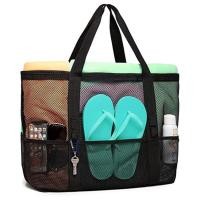 ราคา 8 Pockets Summer Large Beach Bag for Towels Mesh Durable Beach Bag for Toys Waterproof Underwear Pocket Beach Tote Bag (15584731428)