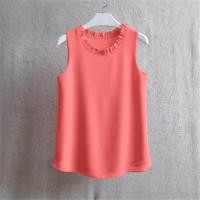 ราคา ↂ Woherb 21 Colors Solid Ruffle Chiffon Blouse Women 2023 Summer Fashion Vest Blusas Casual Loose Sleeveless Ladies Tops Shirt (16083412836)
