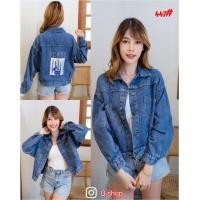 ราคา พร้อมส่งเสื้อแจ็คเก็ตยีนส์ เสื้อคลุมยีนส์แขนยาวทรงครอป แต่งลายรีดเพชร รุ่น445 (15513543715)