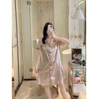 ราคา ชุดนอนซาติน กระโปรงแขนสั้น สีพื้น ใส่สบาย (7663867874)