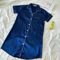 ราคา ชุดนอนซาติน กระโปรงแขนสั้น สีพื้น ใส่สบาย (7663867871)