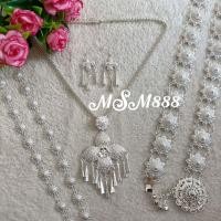 ราคา ชุดเซ็ทเครื่องประดับชุดไทย สีทอง รมดำ เงินขาว สร้อยคอพร้อมต่างหูแบบเจาะ เข็มขัด สร้อยสังวาลย์ D00030 (21561115824)