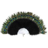 ราคา สไตล์วินเทจนกยูง Black Marabou พัดขนนกอุปกรณ์แต่งกายสำหรับผู้หญิง (6714822078)