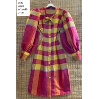 ราคา เดรสผ้าขาวม้าทอมือ มัดโบว์คอ แขนยาว (21693491677)