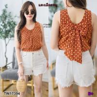 ราคา TW17394 เสื้อ สาวอวบ คอกระเช้าลายไทย (13519642046)