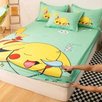 ราคา ผ้าปูเตียงลายการ์ตูน Pikachu ผ้าปูเตียงลายโปเกมอนมหัศจรรย์ของ Alls สีเหลืองขนาดควีนไซส์ผ้าคลุมที่นอน (20611492969)