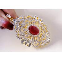 ราคา สร้อยคอชุบทอง 24K จี้ทองทับทิมระย้าโบราณแท้ฉลุลายตัวชายล่างเพชรอิสระ ด้านหลังสามารถปรับแขวนเป็นจี้ได้ หลากหลายสไตล์ให้เลือก (21313780195)