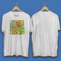 ราคา Keith Haring Shirt White Yellow Art T shirt (18989320680)