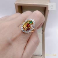 ราคา แหวนพลอยนพเก่าล่อมเพชรทรงรี ขนาดฟรีไซต์ (21401575120)