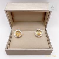 ราคา ต่างหูไหมทองทรงกลมล้อมเพชร (21360537859)