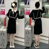 ราคา ผ้าไหมเทียมทรงหนึ่งทรงสลิมมิ่งสีดำสำหรับผู้หญิงชุดแขนยาวฤดูใบไม้ร่วง (21666837885)