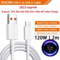 ราคา จัดส่งจากกรุงเทพ Xiaomi 120W Type C สายชาร์จ 6A Turbo Fast charger for android Cord For Xiaomi 14 ultra Mi 12s Ultra 12 11 Poco X4 Pro NFC F3 Redmi Note 10 K40 Black Shark USB C Quick Charge Cables (2