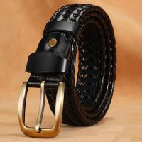 ราคา HOT11 แท้ผู้ชายหนังถักเข็มขัด Webbing คุณภาพสูง Hand Vintage เข็มขัดผู้ชายหัวเข็มขัด Cal สำหรับกางเกงยีนส์สายคล้อง (20457672362)