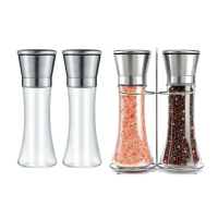 ราคา ขวดบดพริกไทย ขวดบดเกลือ 2ชิ้น Salt pepper mill ชุดขวดแก้วบดพริกไทยพร้อมฐาน เครื่องบดพริกไทย เครื่องบดเกลือ ขวดพริกไทย ขวดเกลือ กระปุกใส่เกลือและพริกไทย ที่บดพริกไทย ที่บดที่บดเกลือ (21371356008)