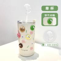 ราคา INS แก้วเยติ แก้วเก็บความเย็น 480ML มีหลอดดูด ทรงกระบอก ลวดลายดอกไม้ เกาหลี กระติกน้ํา (21655241152)