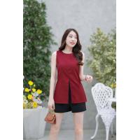 ราคา เซ็ท 2 ชิ้น เสื้อแขนกุดผ้าซาร่างานซิปหลัง กางเกงเอวสม็อคผ้าฮานาโกะ ฟรีไซส์ (19726176915)