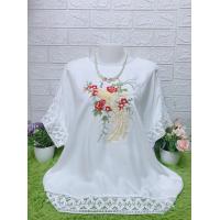 ราคา เสื้อผ้าผู้หญิง ผ้าลินินปักลายสวยๆ รอบอก48 50 52 54 56 ผ้าไม่บาง ติดมุกสวยๆลายปักสวยดูดี (15088986544)