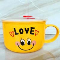 ราคา ถ้วย ชามเซรามิค ฝาพลาสติก 1ใบ พร้อมหูจับ ฝาปิด กันความร้อน เข้าไมโครเวฟได้ มีลายให้เลือก ชามมาม่า ชามมีฝาปิด ถ้วยข้าว ถ้วยใส่อาหาร ฝาปิดไม่สามารถนำเข้ามโครเวฟได้ (21290349620)