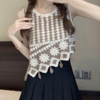 ราคา DD SHOPพร้อมส่ง C642 เสื้อกล้ามถักไหมพรม คอกลมแขนกุด ดีเทลปลายเฉียง C (19522874576)