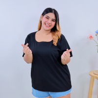 ราคา เสื้อยืดคอกลม ทรงคอยู คอกว้างโชว์คอสวย เสื้อยืดสาวอวบไซส์ใหญ่ งานโอเวอร์ไซส์ อก 60 นิ้ว เสื้อยืดหญิงผ้าร่อง เสื้อผ้าสาวอวบ เสื้อยืดสาวอวบ A035 (21256124687)