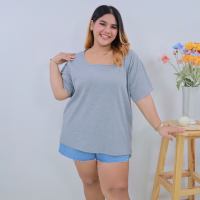 ราคา เสื้อยืดคอกลม ทรงคอยู คอกว้างโชว์คอสวย เสื้อยืดสาวอวบไซส์ใหญ่ งานโอเวอร์ไซส์ อก 60 นิ้ว เสื้อยืดหญิงผ้าร่อง เสื้อผ้าสาวอวบ เสื้อยืดสาวอวบ A035 (21256124691)