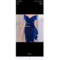 ราคา A34 เดรสสั้นออกงานปาดไหล่ผ้ากำมะหยี่ ผ้ายืดฟรีไซส์อก34 36 รหัส1111 (21587808350)