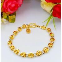 ราคา DIDSHOP11 CW41 สร้อยข้อมือทรงกลมลายเม็ดจีบ ขนาด 6 มิล ความยาว 16 5 18 5 ซม (18297535667)